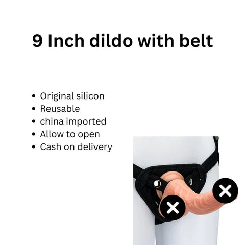 9 inch chaina imported silicone dildo with Belt