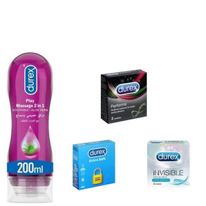Durex Lubricant 200ml + Premium Condoms Bundle 🔥 | Extra Safe | Invisible | Performa