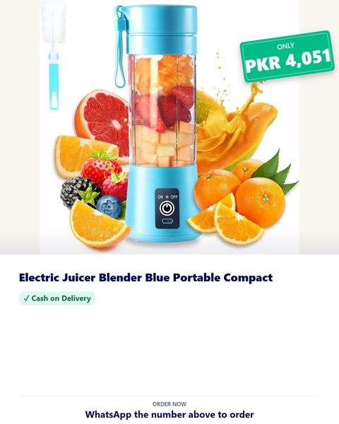 Electric Juicer Blender Blue Portable Compact